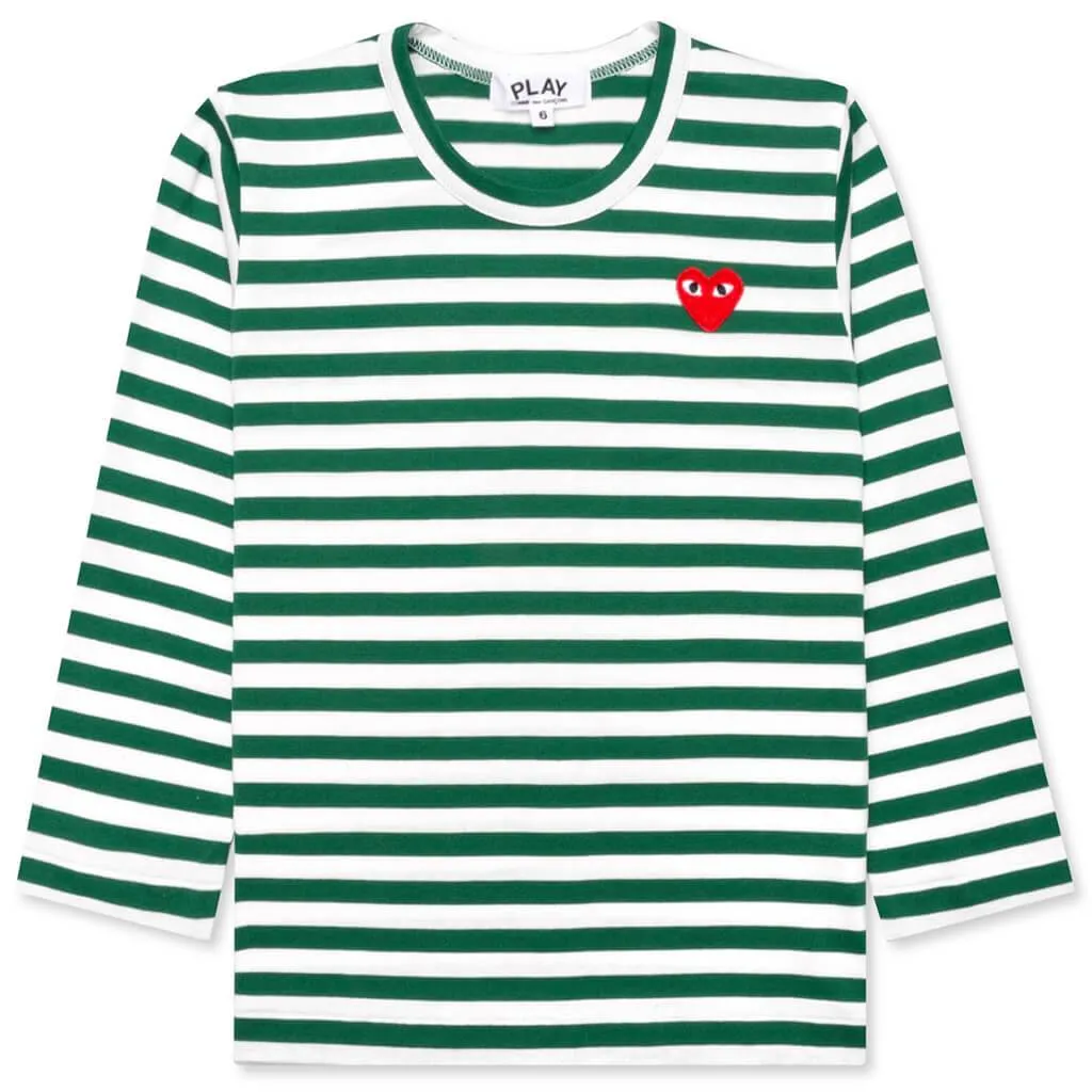 Kid's Striped L/S T-Shirt - Green/White