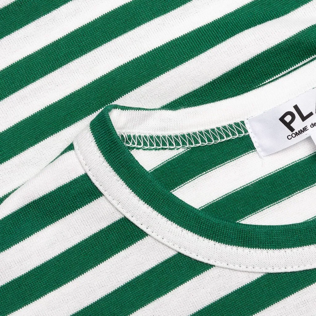 Kid's Striped L/S T-Shirt - Green/White