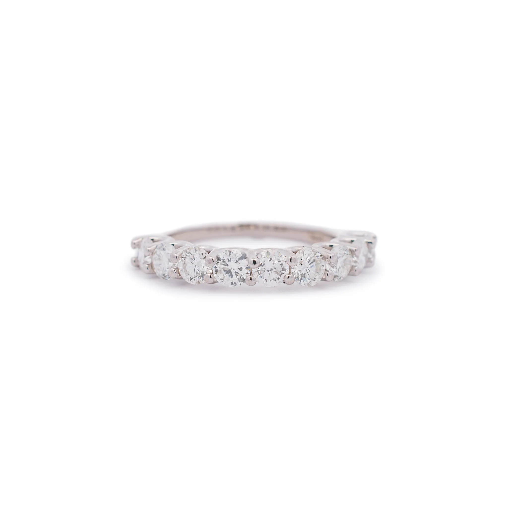 Ladies 14K White Gold 9 Natural Round Diamond Half Eternity Wedding Ring