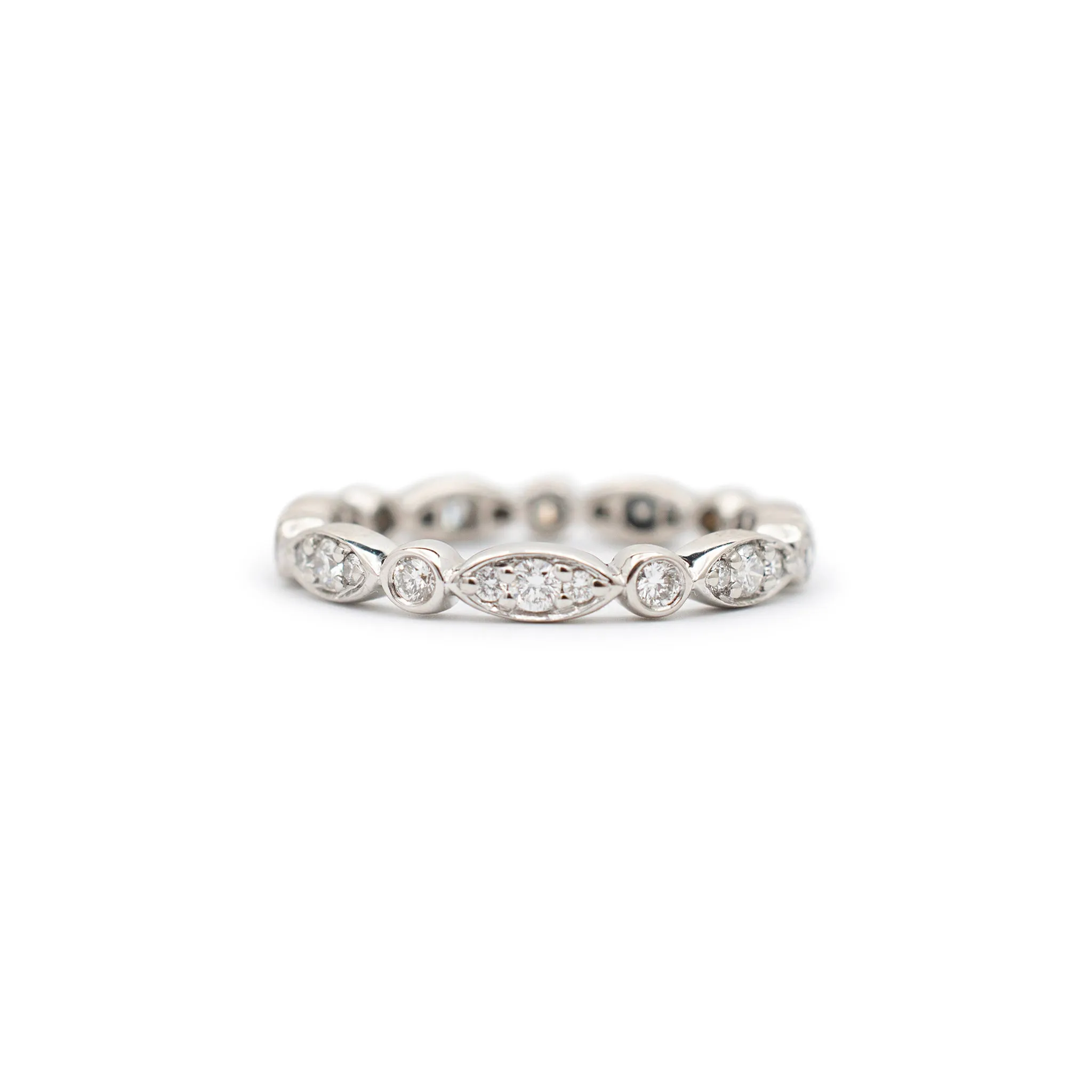 Ladies 18K White Gold Eternity Diamond Wedding Band