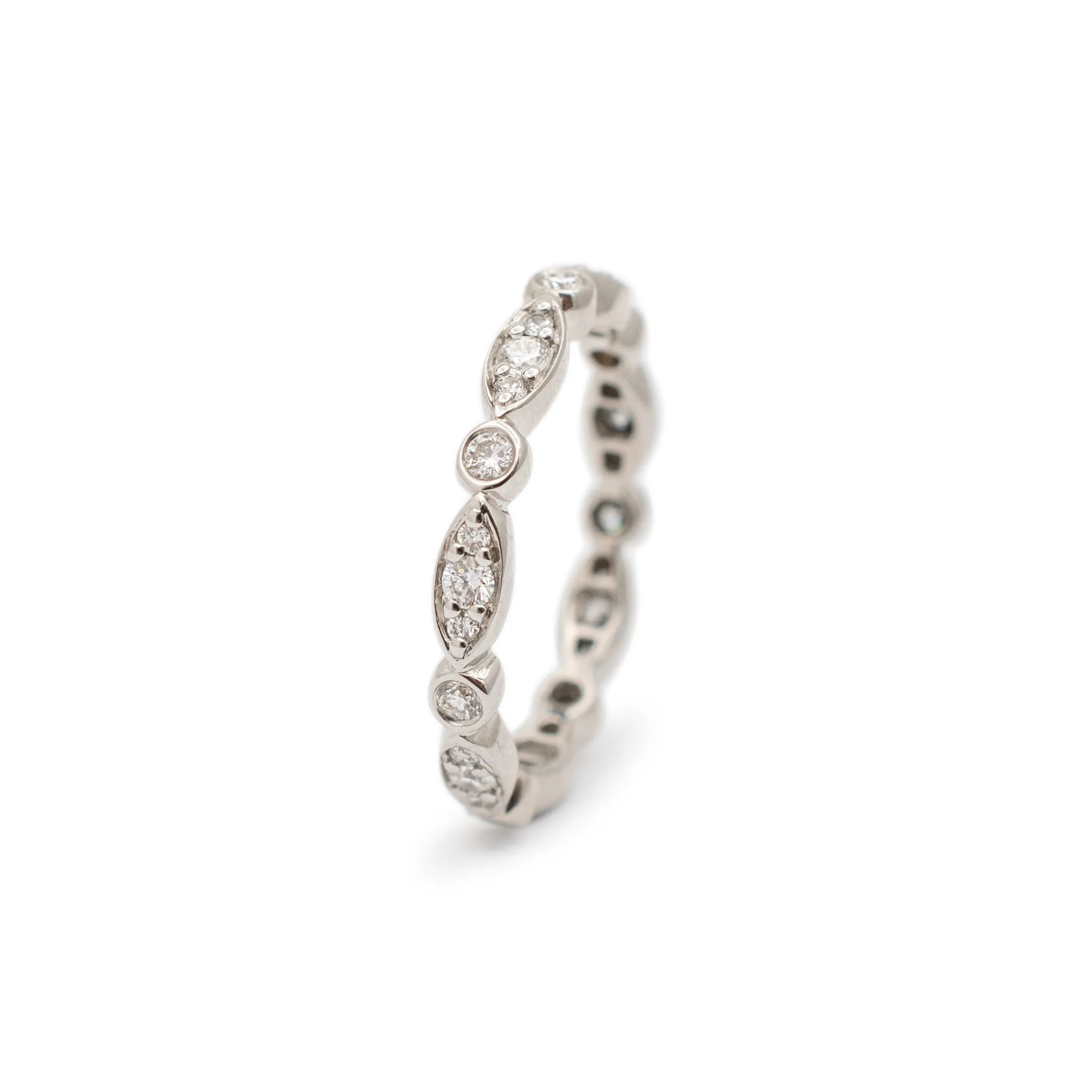 Ladies 18K White Gold Eternity Diamond Wedding Band