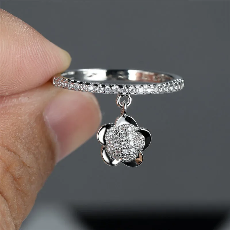 Light Luxury Ring 18k Gold Plated Inlaid Zircon Cute Flower Shape Match Daily Outfits Party Accessory