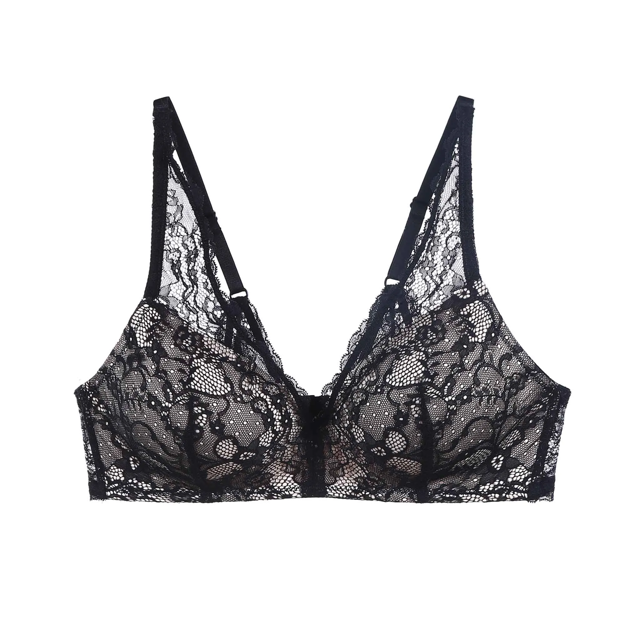 LISA Plus Sexy Recycled Lace Wireless Black Bra