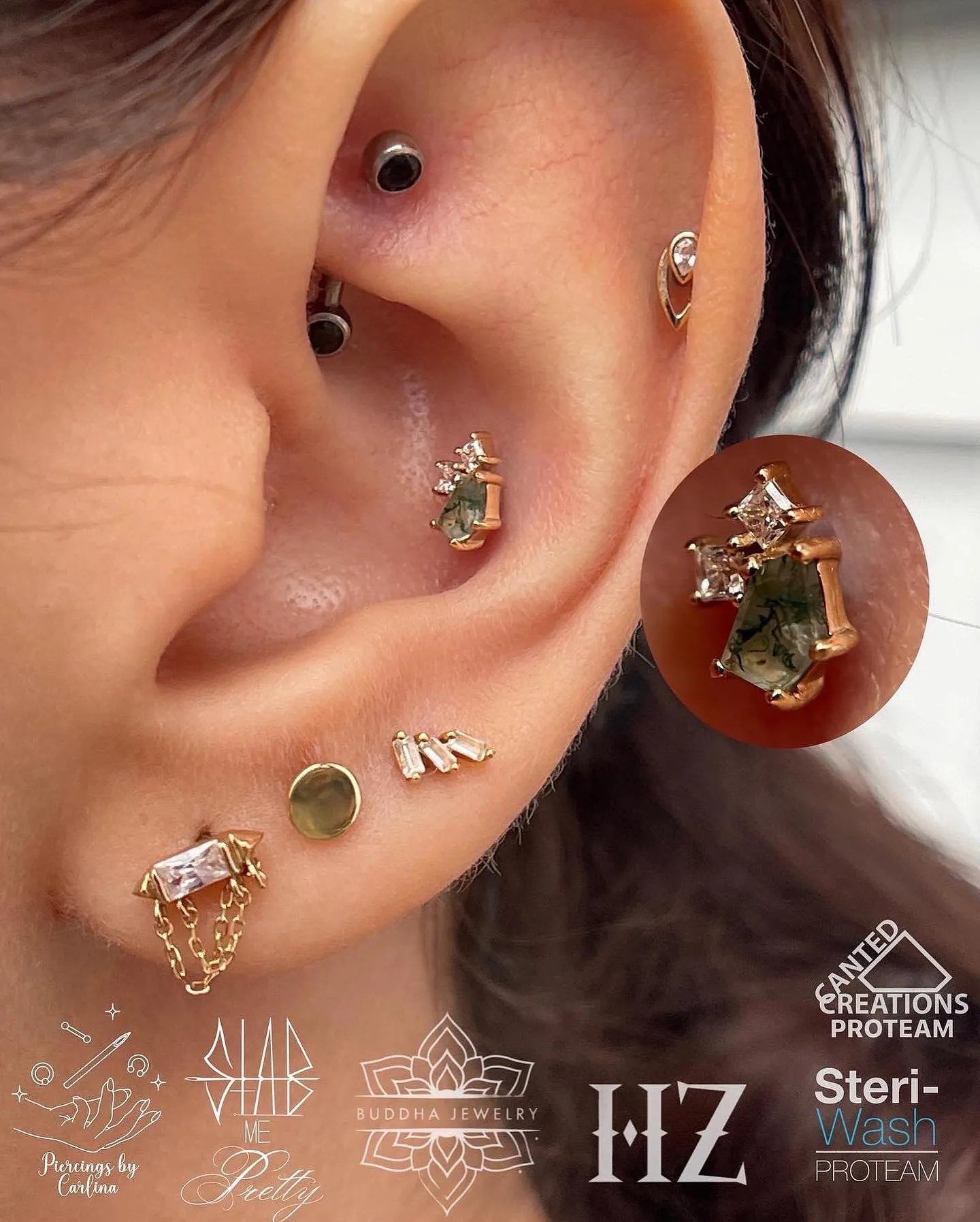 Lyra - Moss Agate   CZ - Threadless End