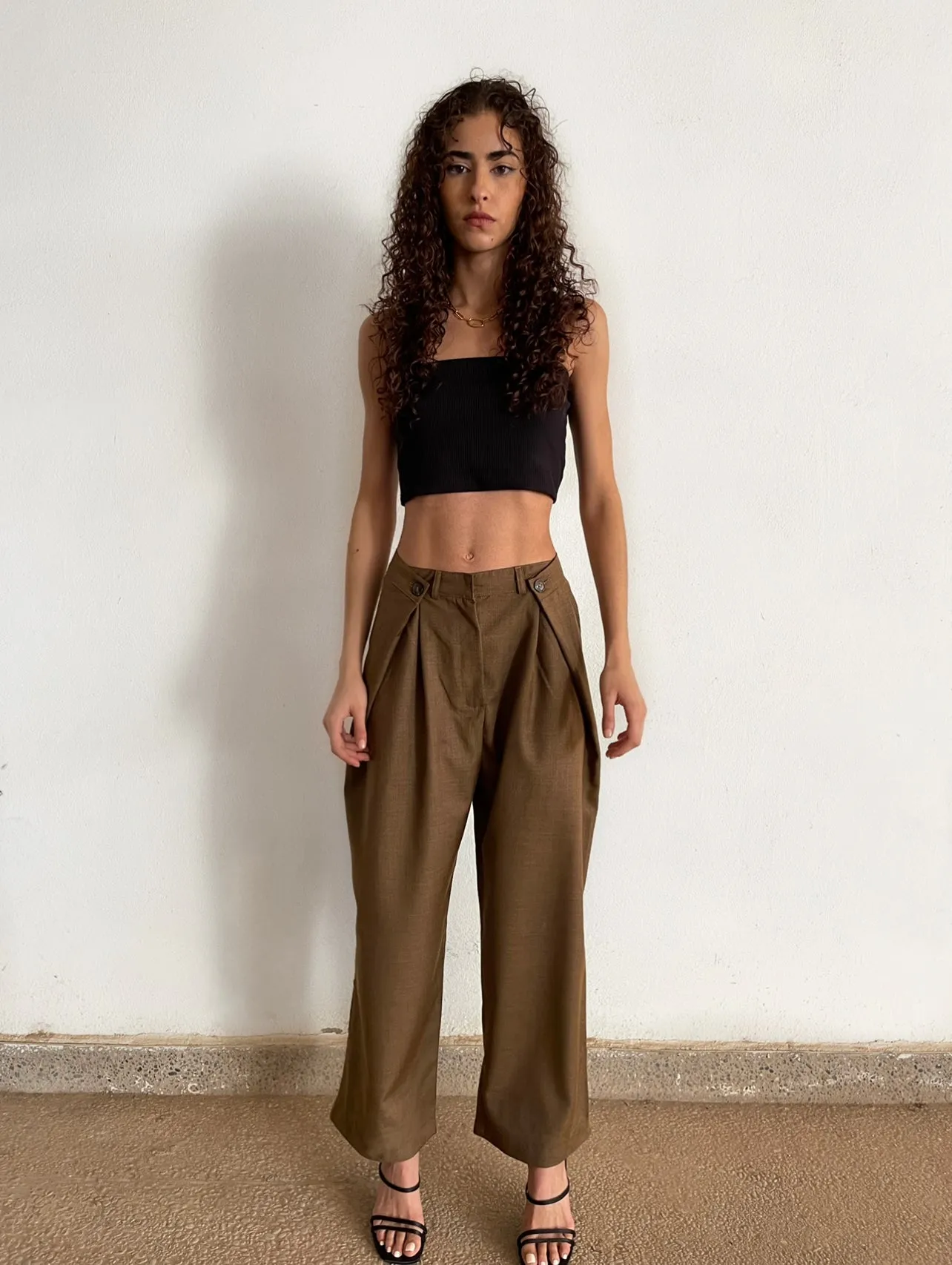 MAISON BEIGE PANTALON AJUSTABLE "MARRON"