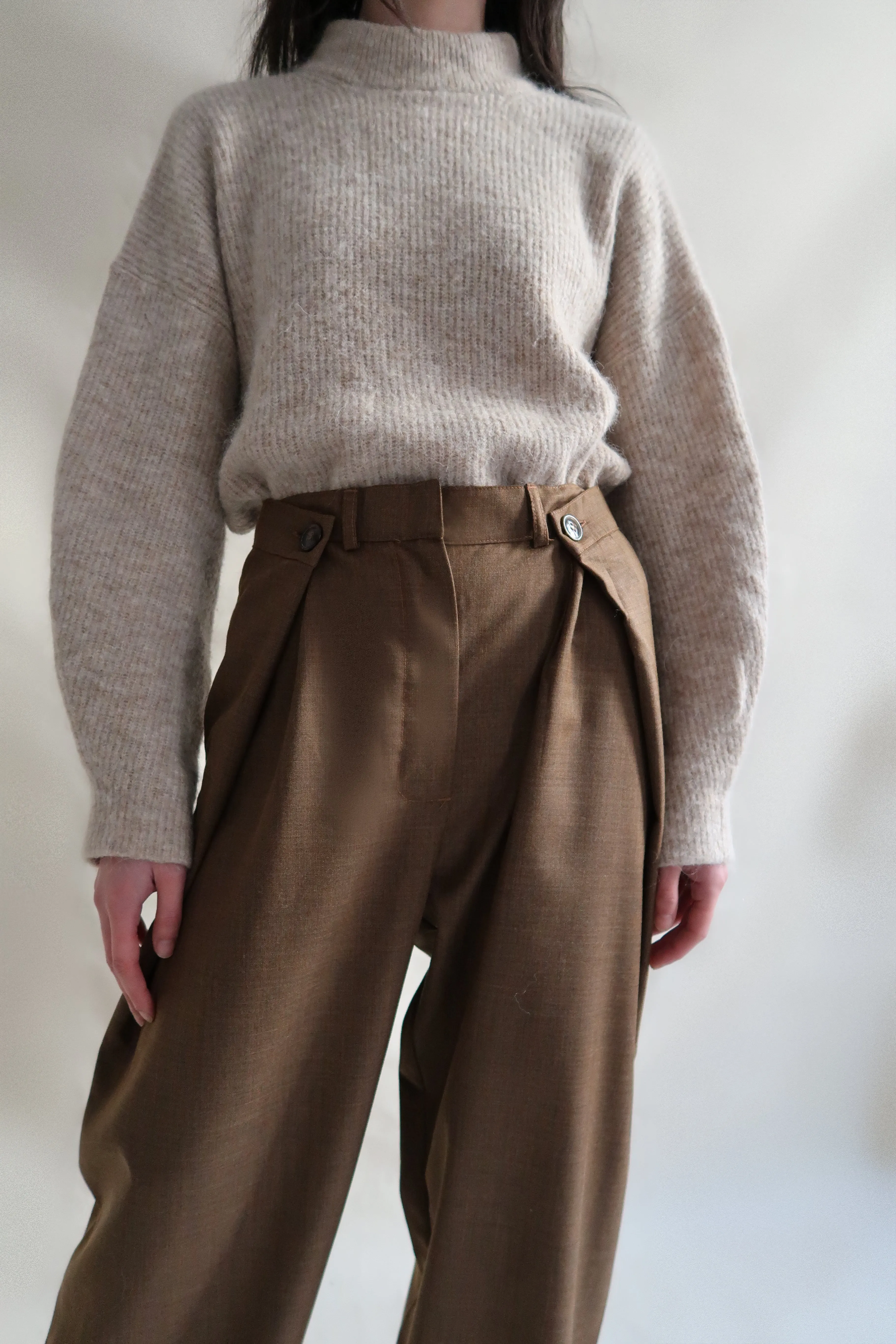 MAISON BEIGE PANTALON AJUSTABLE "MARRON"