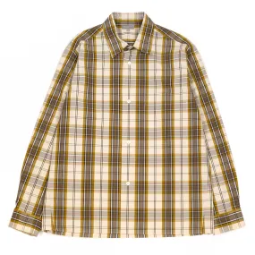 Margaret Howell Oversized Shirt Graphic Check Cotton Off White/Dijon