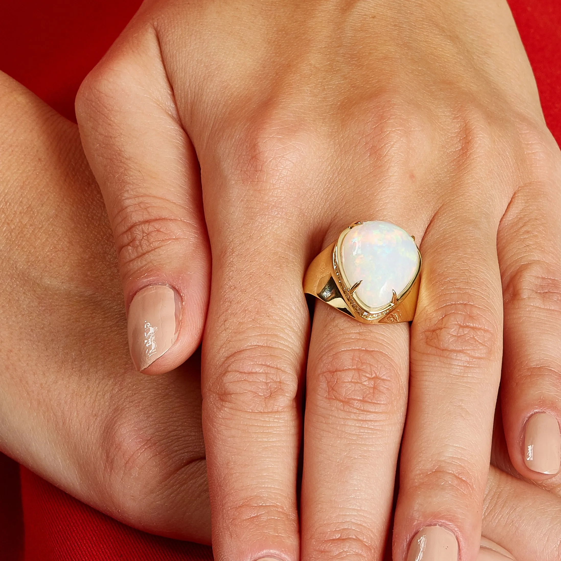 Mogul Ethiopian Opal Pear Ring