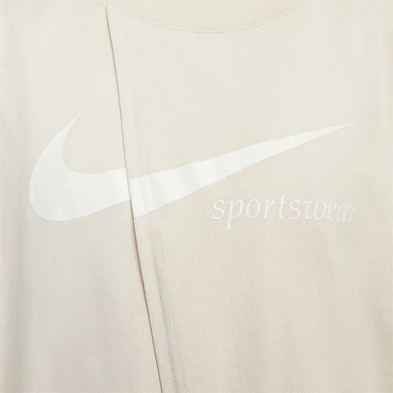 NIKE WOMENS OVERSIZED SLIT SHORT SLEEVE TOP LIGHT OREWOOD BROWN FB8345-104