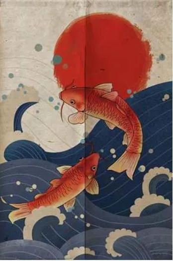 Noren | Curtain | Wall Hanging | Koi Fish