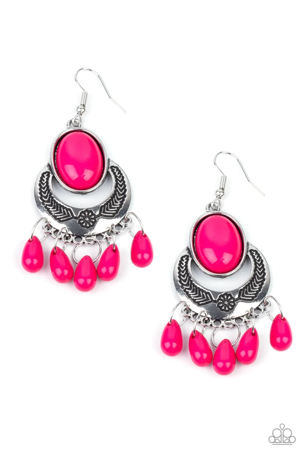 Paparazzi Earring Prairie Flirt Pink Raspberry Sorbet Beads Earring