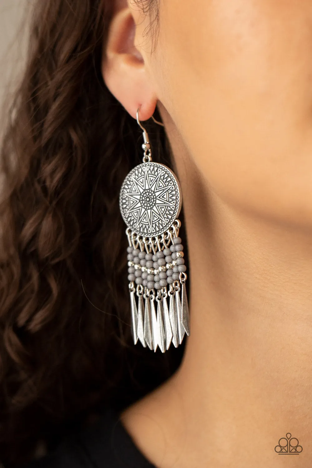 Paparazzi Sun Warrior - Silver Earrings