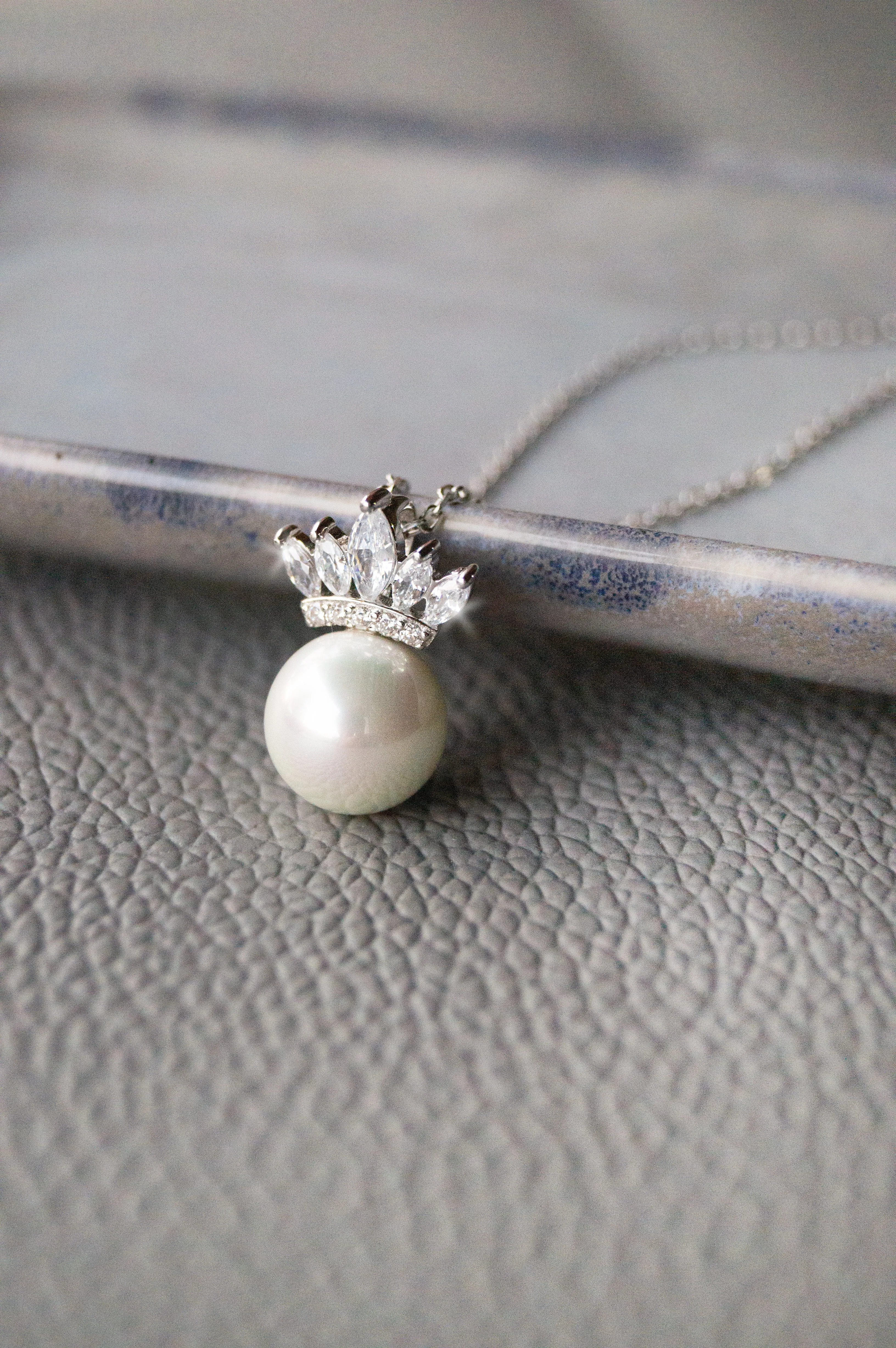 Pearl With A Crown Rose Gold Plated Sterling Silver Pendant With Chain