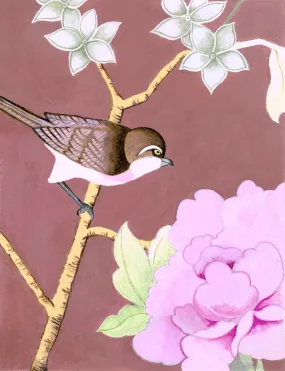 Peony and sparrow fine art print