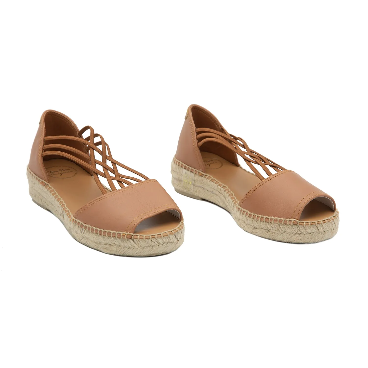 Plain Leather Wedge Espadrille for Women - Ebre-P