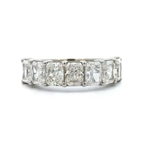 Platinum 7 Stone Radiant Cut Diamond Shared Prong Band