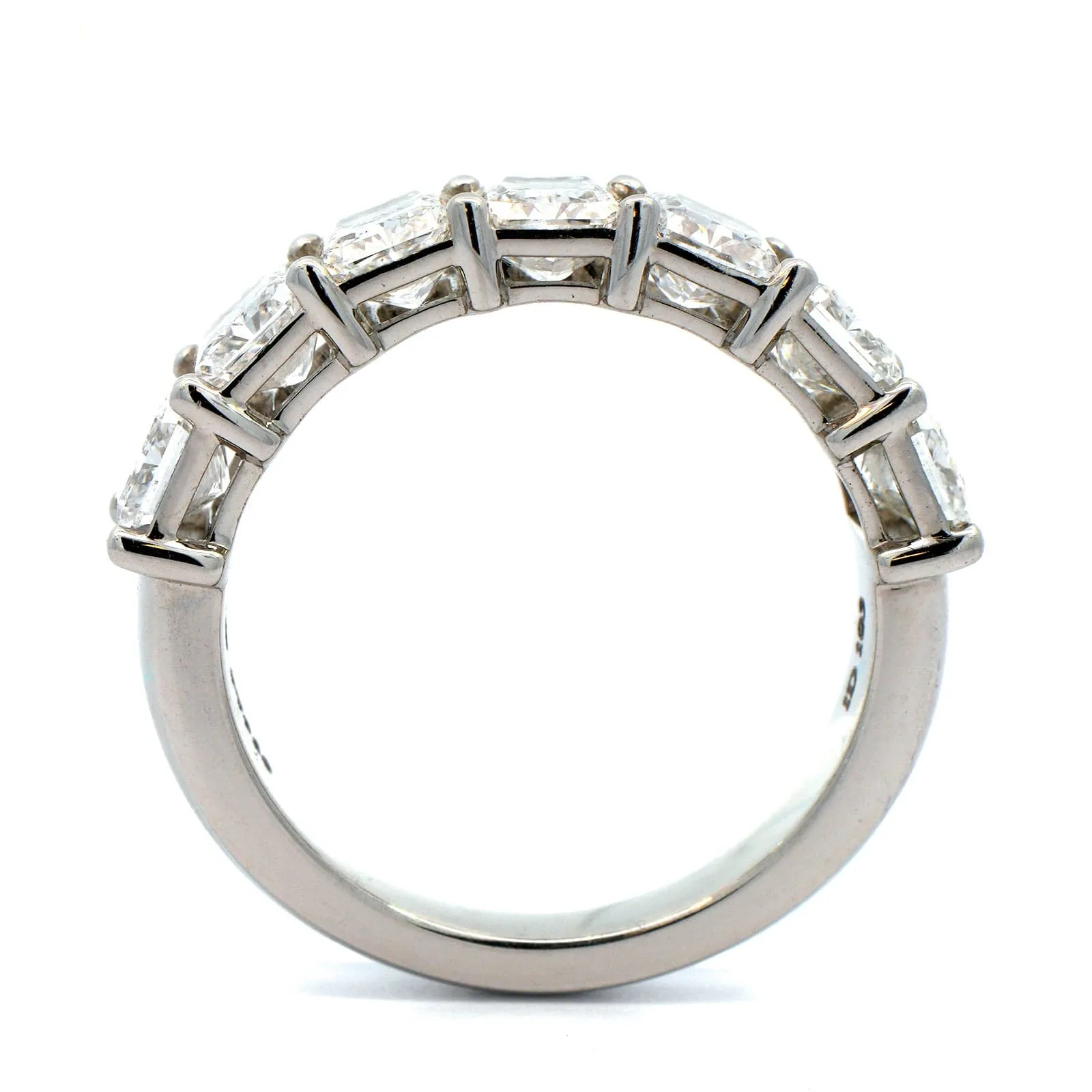 Platinum 7 Stone Radiant Cut Diamond Shared Prong Band