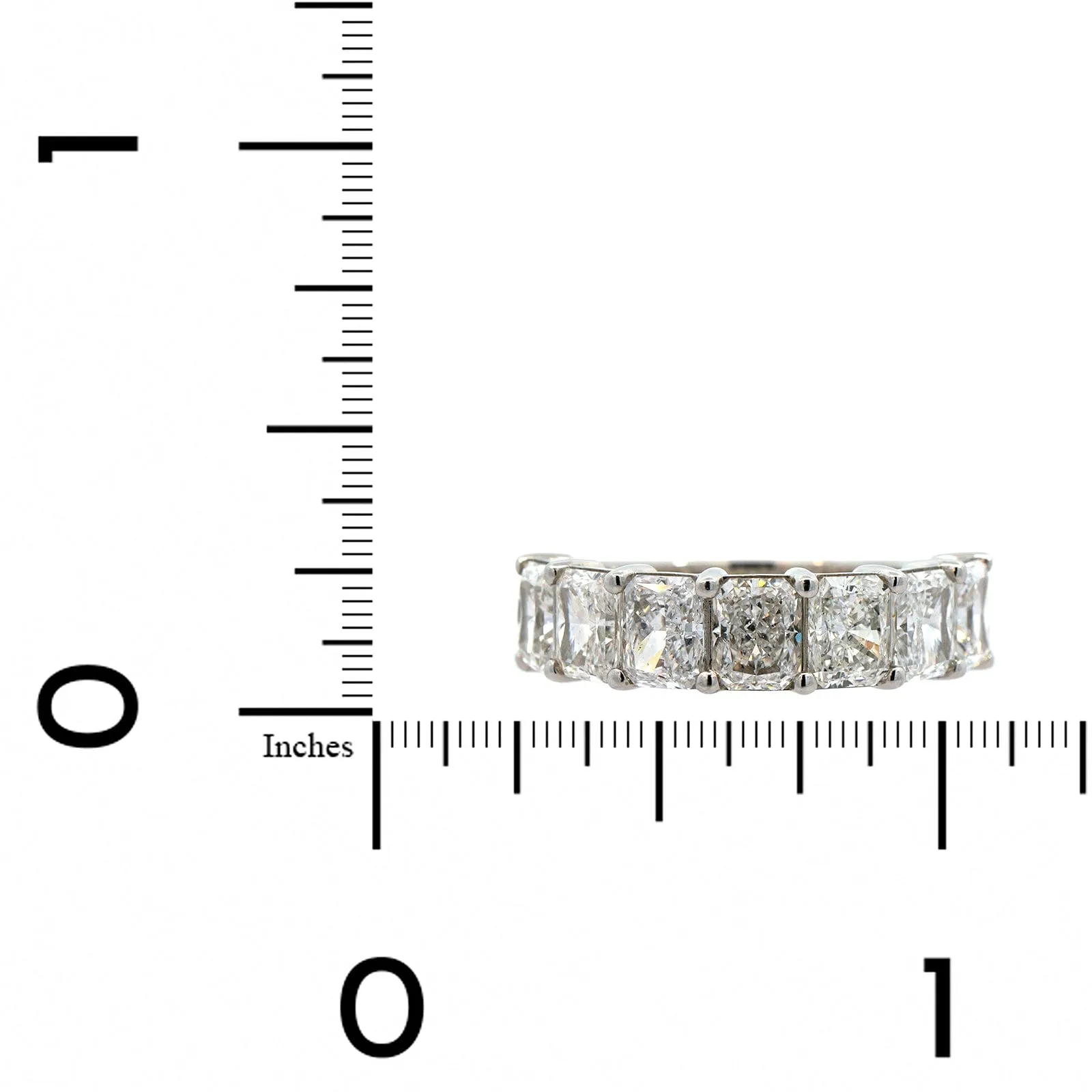 Platinum 7 Stone Radiant Cut Diamond Shared Prong Band