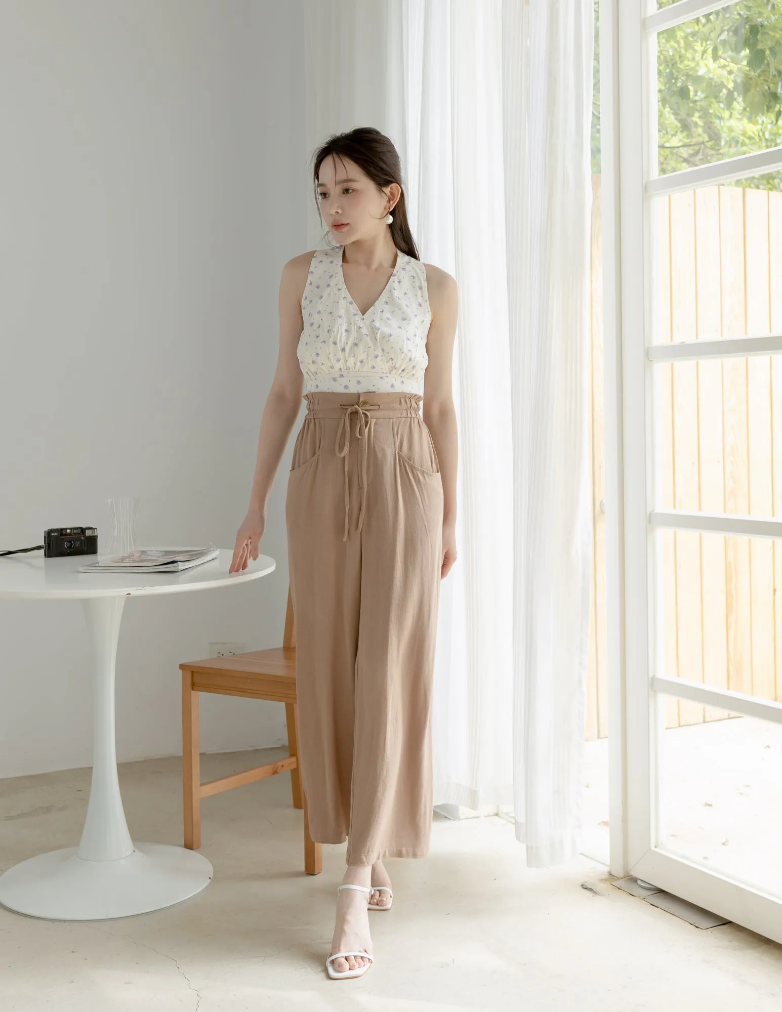 Regina Linen Pants in Tan