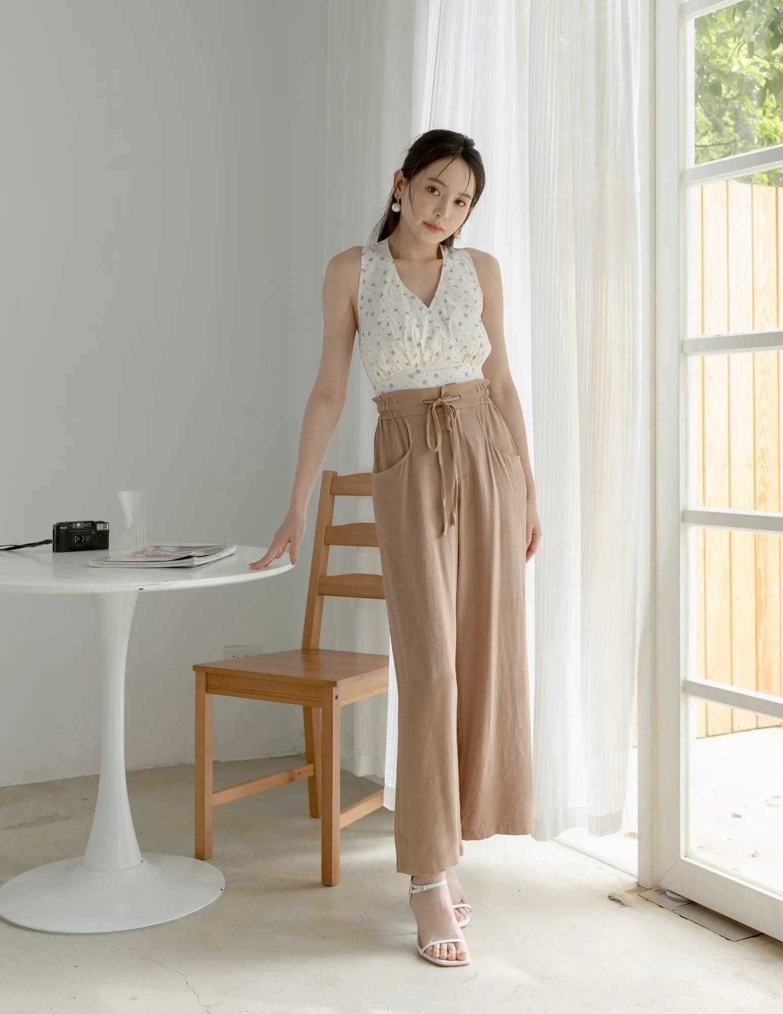 Regina Linen Pants in Tan