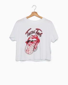 Rolling Stones Texas Tech Tie Dye Lick White Cropped Tee