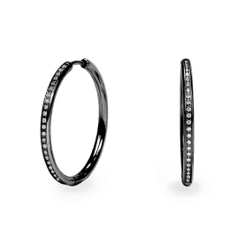 Stainless thin half eternity hoop earrings