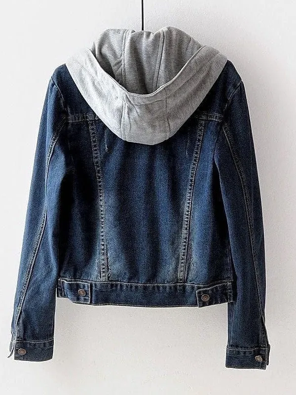 Stay Warm and Stylish with Women's Fall Hoodie Denim Jacket