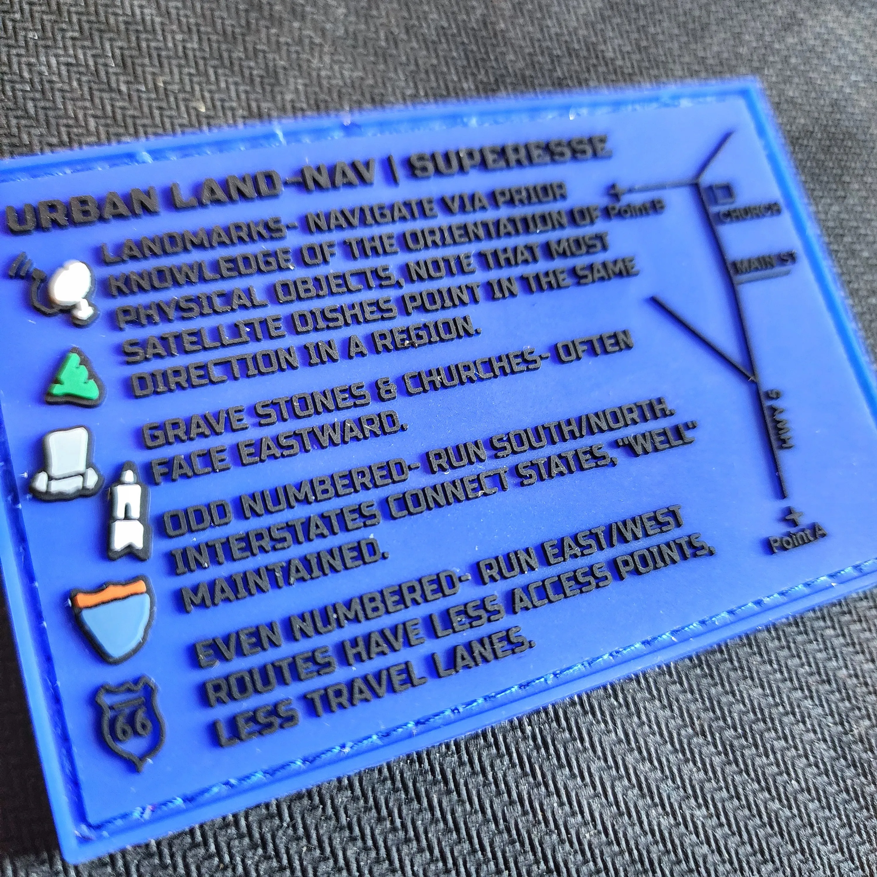 Storage Pocket Patch - Urban Land-Nav w/ Strip Map Diagram and Contingency Navigation Tactics