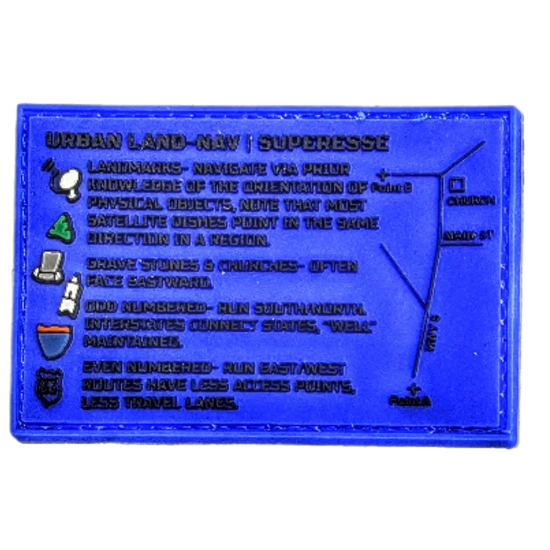 Storage Pocket Patch - Urban Land-Nav w/ Strip Map Diagram and Contingency Navigation Tactics