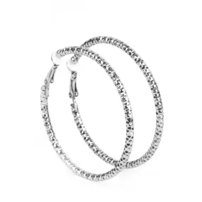 Subtly Sassy - Silver Clip-On Paparazzi Hoop Earring