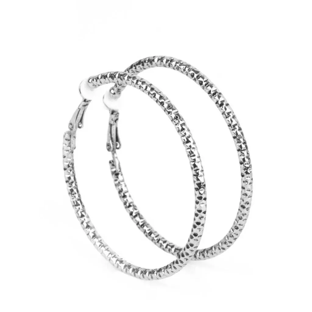 Subtly Sassy - Silver Clip-On Paparazzi Hoop Earring