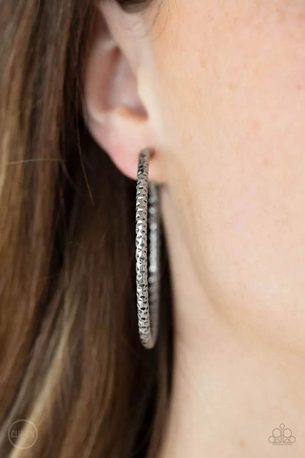 Subtly Sassy - Silver Clip-On Paparazzi Hoop Earring