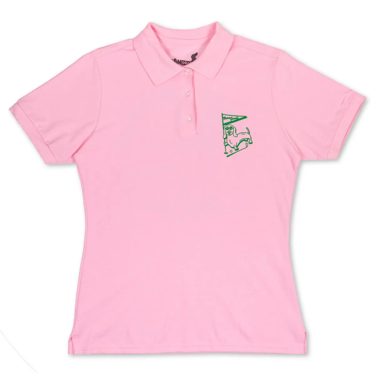 swingin' wieners golf club womens polo | pink