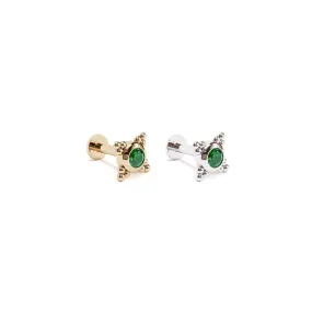 Tiny 14K Gold Emerald Beaded Stud