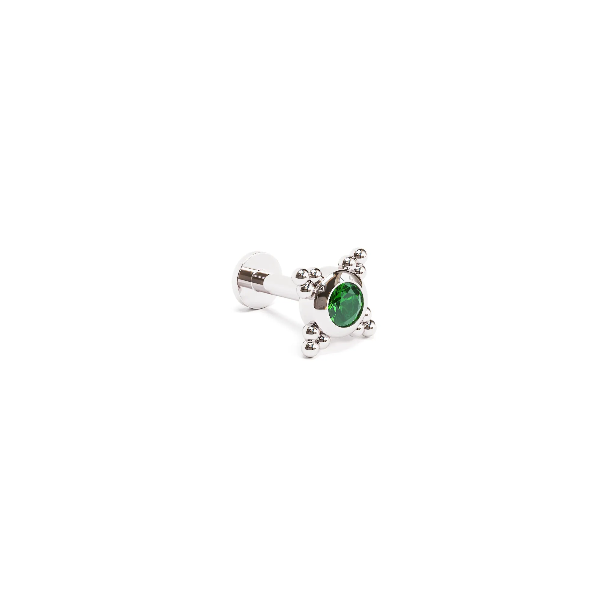 Tiny 14K Gold Emerald Beaded Stud