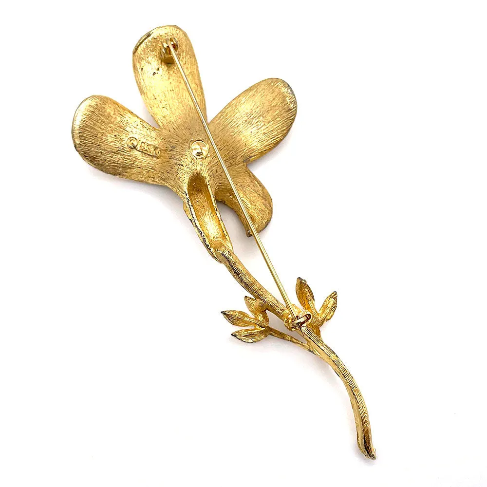 【USA輸入】ヴィンテージ B.S.K フラワー ピーコックブルー ビジュー ブローチ/Vintage B.S.K Flower Blue Bijou Brooch