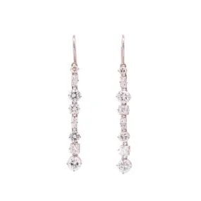 Vintage Ladies 18K White Gold Natural Diamond Drop Dangle Earrings 2.99TCW