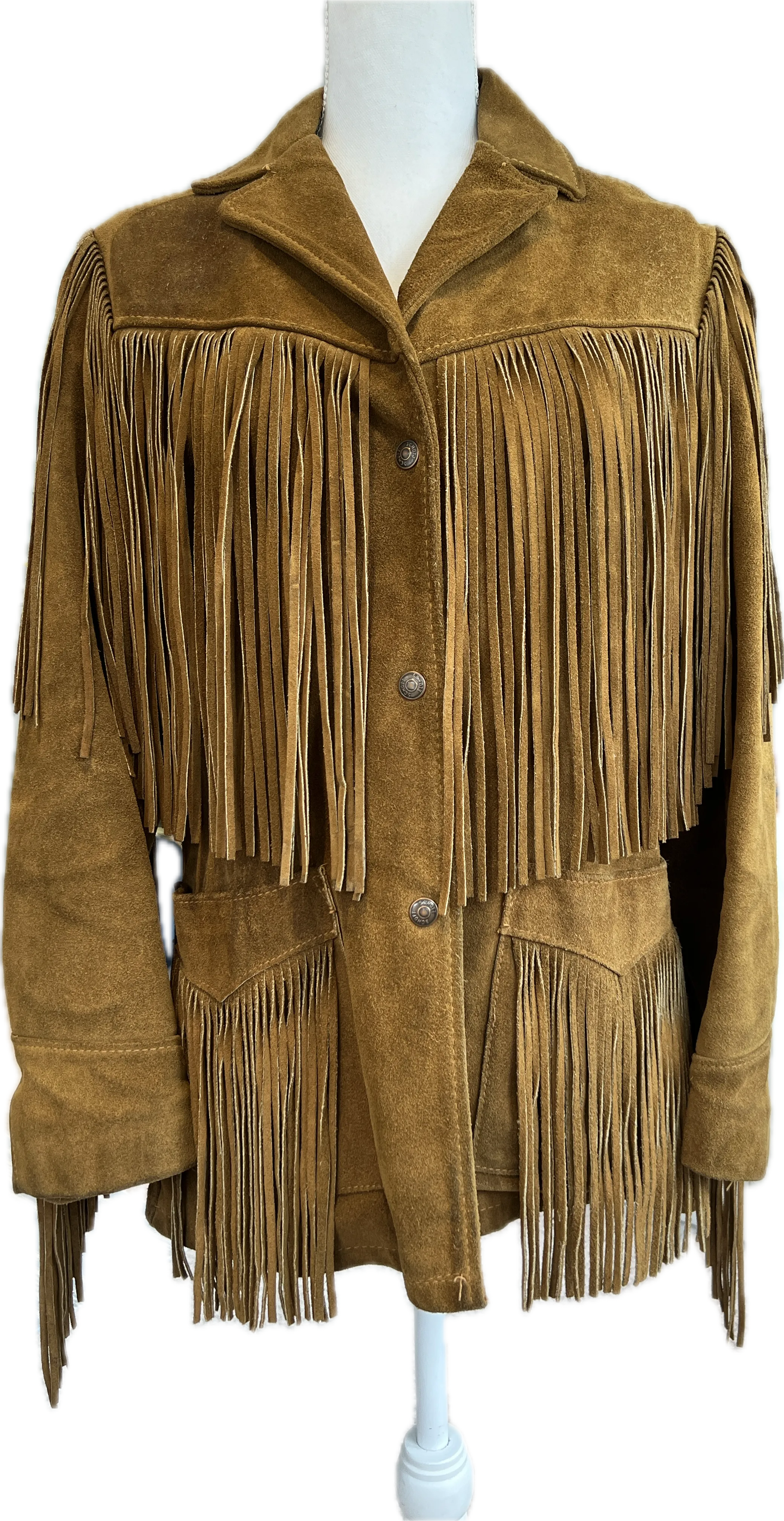 Vintage Schott Rancher Brown Fringe Suede Leather Coat, 12