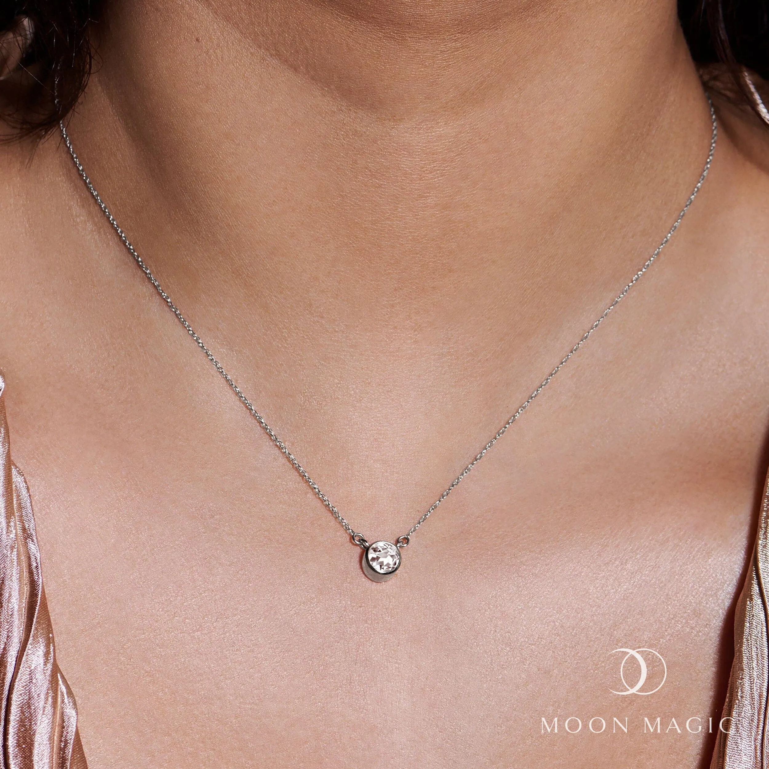 White Topaz Necklace - Solitaire