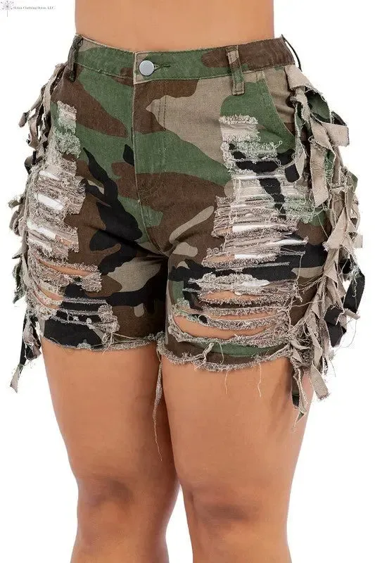 Women's Camo Shorts Ribbed