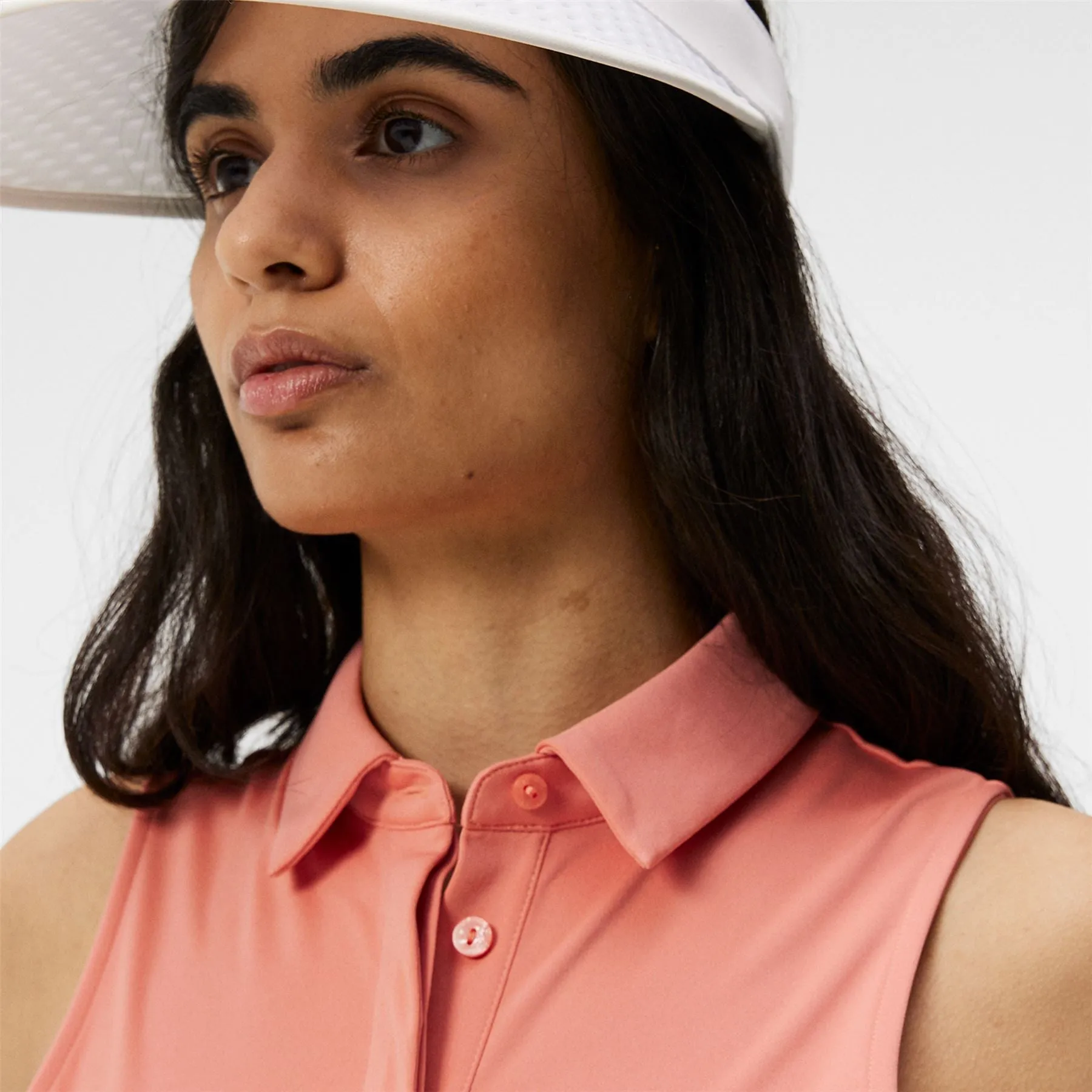 Womens Dena Sleeveless TX Jersey Polo Burnt Coral Pink - SS24