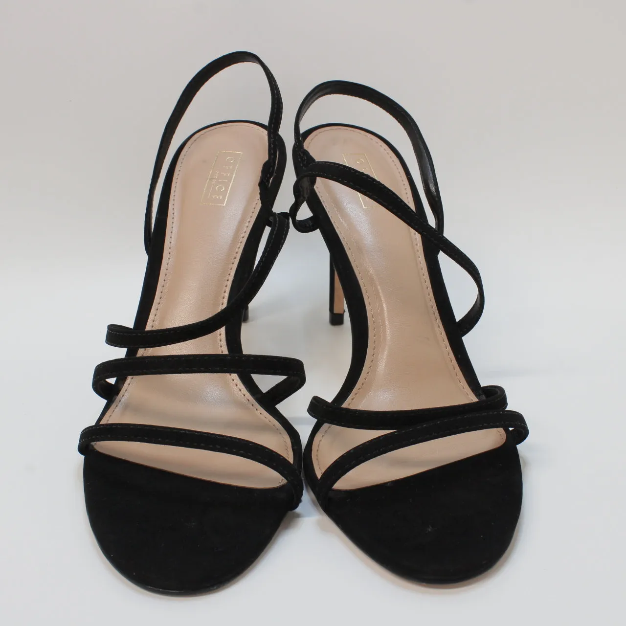 Womens Office Minus Strippy Sandals Black Nubuck