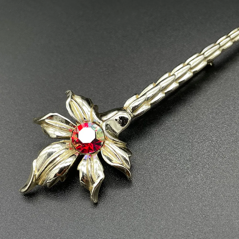 【カナダ輸入】 ヴィンテージ EMMONS レッドオーロラ フラワー ブローチ/Vintage EMMONS Red Aurora Flower Brooch