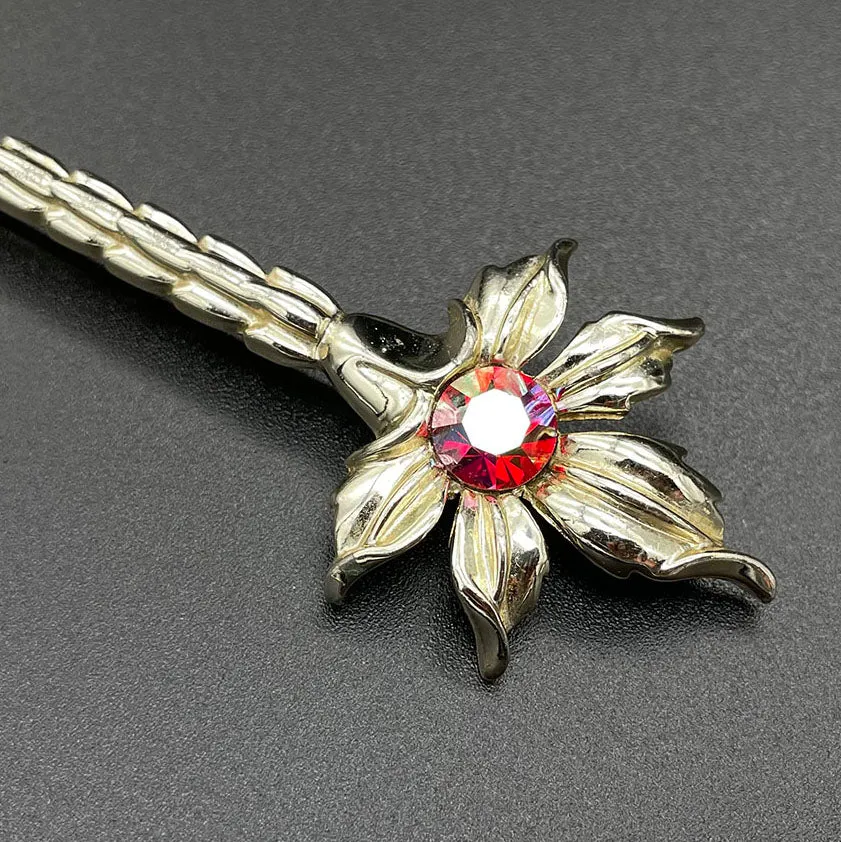 【カナダ輸入】 ヴィンテージ EMMONS レッドオーロラ フラワー ブローチ/Vintage EMMONS Red Aurora Flower Brooch