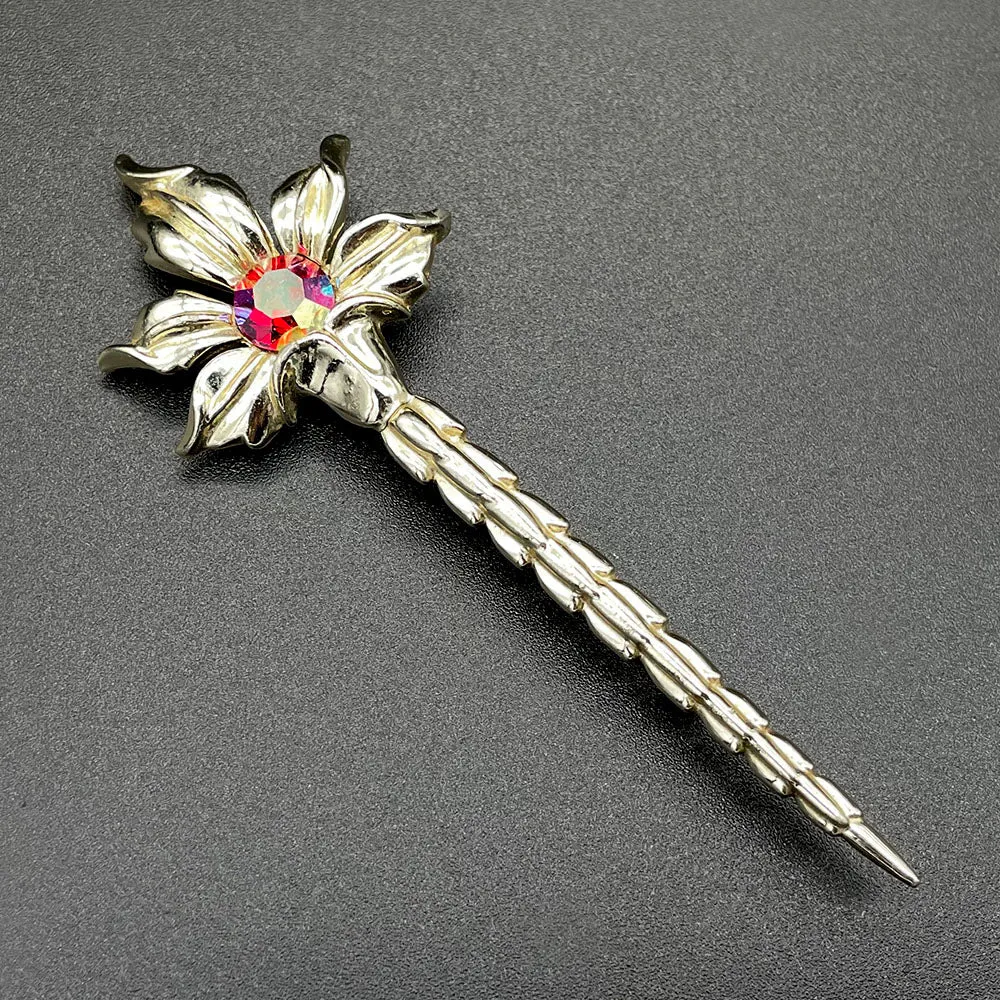 【カナダ輸入】 ヴィンテージ EMMONS レッドオーロラ フラワー ブローチ/Vintage EMMONS Red Aurora Flower Brooch