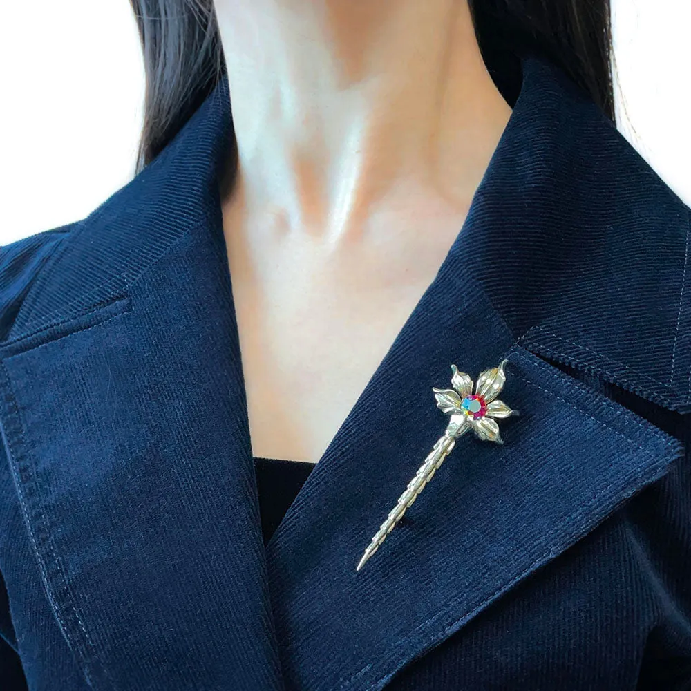 【カナダ輸入】 ヴィンテージ EMMONS レッドオーロラ フラワー ブローチ/Vintage EMMONS Red Aurora Flower Brooch