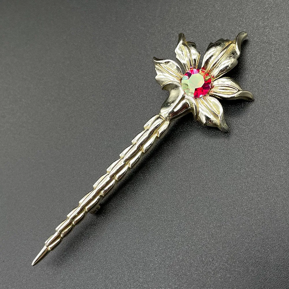 【カナダ輸入】 ヴィンテージ EMMONS レッドオーロラ フラワー ブローチ/Vintage EMMONS Red Aurora Flower Brooch