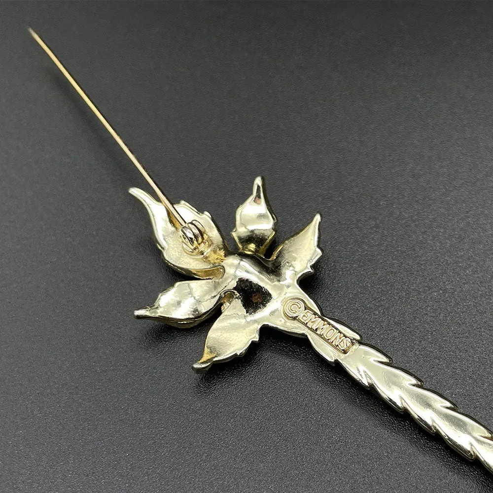 【カナダ輸入】 ヴィンテージ EMMONS レッドオーロラ フラワー ブローチ/Vintage EMMONS Red Aurora Flower Brooch